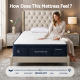 RoomSense Single Mattress, 34cm Thick Medium Soft Hybrid Mattress for Back Pain Relief, Tencel Cooling Pocket Spring Mattress Single Size in a Box - 45-Degree Angle