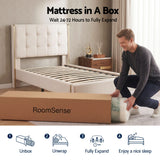 RoomSense Single Mattress, 34cm Thick Medium Soft Hybrid Mattress for Back Pain Relief, Tencel Cooling Pocket Spring Mattress Single Size in a Box