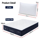 RoomSense Queen 34cm Medium Soft Gel Mattress Bundle with 2 Cooling Pillows
