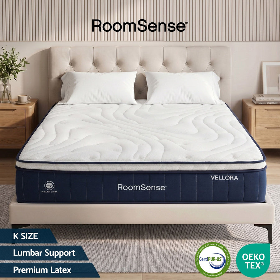 RoomSense King Mattress , 30cm Medium Firm Hybrid Mattress with Latex Lumbar Support for Back Pain Relief ,, image 2