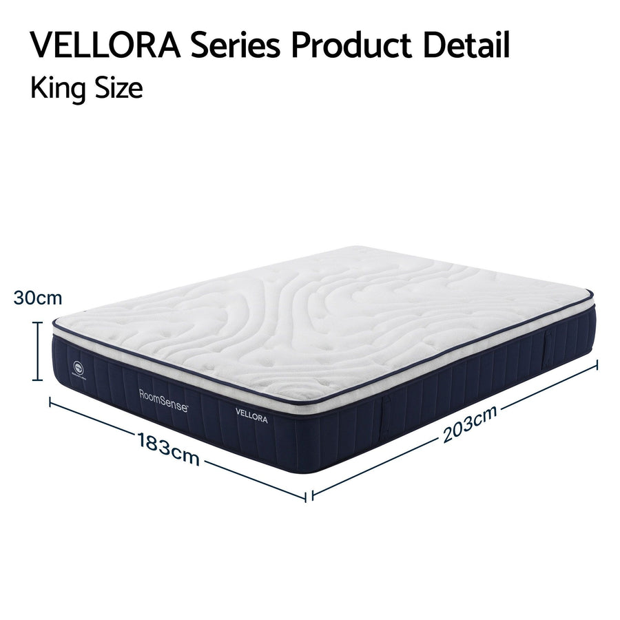 RoomSense King Mattress , 30cm Medium Firm Hybrid Mattress with Latex Lumbar Support for Back Pain Relief ,, image 5