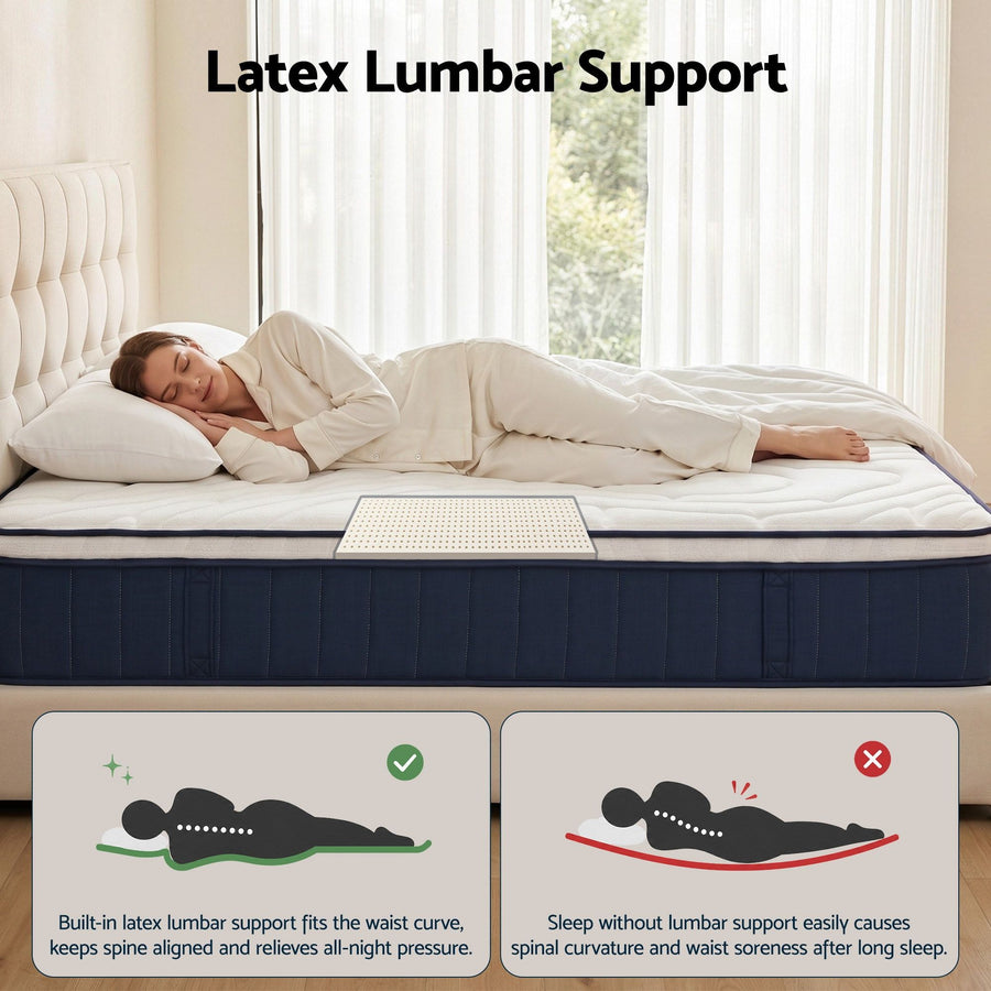 RoomSense King Mattress , 30cm Medium Firm Hybrid Mattress with Latex Lumbar Support for Back Pain Relief ,, image 7