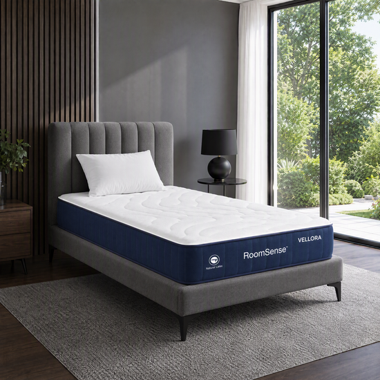 RoomSense Single Mattress , 30cm Medium Firm Hybrid Mattress with Latex Lumbar Support for Back Pain Relief , Pocket Spring Mattress Single Size in a Box