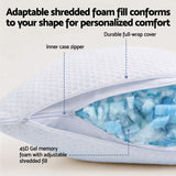 RoomSense Queen 30cm Medium Firm Latex Mattress, 2 Gel Cooling Pillows - Top-Down View