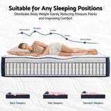 RoomSense King Single Mattress, 26cm Orthopedic Firm Mattress for Back Pain Relief, Pocket Spring Hybrid Mattress King Single Size for Home & Rental - Rear View