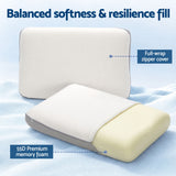ROOMSENSE Reversible Dual-Sided Memory Foam Pillow, Ice-Cooling & Warm Fabric Sides, 55D Ultra-High Density Ergonomic Contour Pillow for Neck Pain Relief, Back & Side Sleepers - Close-Up Angle