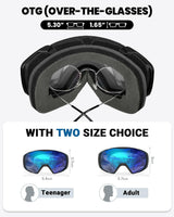 OutdoorMaster Ski Goggles with Cover Snowboard Snow Goggles OTG Anti-Fog -100% UV Protection-OM-18 - Rear View
