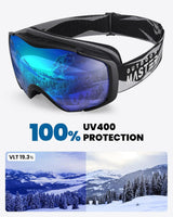 OutdoorMaster Ski Goggles with Cover Snowboard Snow Goggles OTG Anti-Fog -100% UV Protection-OM-18 - Close-Up Angle