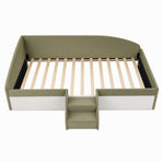 Artiss King Single Upholstered Daybed Sofa Bed with Centre Stairs, Olive