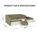 Artiss Single Upholstered Daybed, Centre Stair, Olive Green