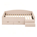 Artiss King Single Upholstered Daybed with Stairs & Storage Drawers, Beige