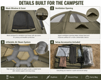 Weisshorn 4 Person Inflatable Camping Tent TC Canvas Sun Shade Rain-Ready