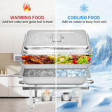 Alston 9L Chafing Dish Set, Premium 410 Stainless Steel Buffet Warmer, Bain Marie Food Server with Fuel Holders & Lid, Stackable Catering Equipment for Hotels, Parties, Weddings & Banquets, Silver - Side View