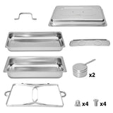Alston 9L Chafing Dish Set, Premium 410 Stainless Steel Buffet Warmer, Bain Marie Food Server with Fuel Holders & Lid, Stackable Catering Equipment for Hotels, Parties, Weddings & Banquets, Silver - Rear View