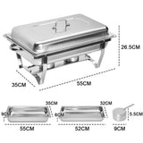 Alston 9L Chafing Dish Set, Premium 410 Stainless Steel Buffet Warmer, Bain Marie Food Server with Fuel Holders & Lid, Stackable Catering Equipment for Hotels, Parties, Weddings & Banquets, Silver - Low Angle