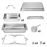 Alston 4.5LX2 Chafing Dish Set, Premium 410 Stainless Steel Buffet Warmer, Bain Marie Food Server with Fuel Holders & Lid, Stackable Catering Equipment for Hotels, Parties, Weddings & Banquets, Silver - Front View