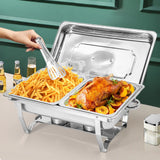 Alston 4.5LX2 Chafing Dish Set, Premium 410 Stainless Steel Buffet Warmer, Bain Marie Food Server with Fuel Holders & Lid, Stackable Catering Equipment for Hotels, Parties, Weddings & Banquets, Silver - Extra Image