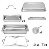 Alston 3LX3 Chafing Dish Set, Premium 410 Stainless Steel Buffet Warmer, Bain Marie Food Server with Fuel Holders & Lid, Stackable Catering Equipment for Hotels, Parties, Weddings & Banquets, Silver - Close-Up Angle