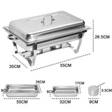 Alston 3LX3 Chafing Dish Set, Premium 410 Stainless Steel Buffet Warmer, Bain Marie Food Server with Fuel Holders & Lid, Stackable Catering Equipment for Hotels, Parties, Weddings & Banquets, Silver - Low Angle