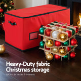 Jingle Jollys Christmas Baubles Storage Box 128 Slots Decor Ornaments Container - Top-Down View