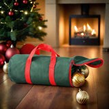 Jingle Jollys Green Christmas Ornament Storage Bag - Durable Baubles Organizer - Close-Up Angle