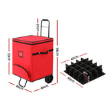 Jingle Jollys Christmas Baubles Storage Cart Roller 125 Dividers - Front View