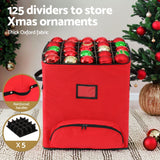 Jingle Jollys Christmas Baubles Storage Cart Roller 125 Dividers - Top-Down View