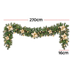 Jingle Jollys 2.7M Christmas Garland 8 Mode LEDs Timing 200 Tips Flowers Balls