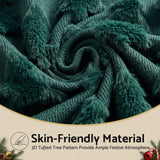 Jingle Jollys Christmas Tree Pillow Covers 2 Packs Cushion Covers Soft Faux Fur Jacquard Throw Pillow Covers 45 x 45cm Green - Top-Down View