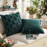 Jingle Jollys Christmas Tree Pillow Covers 2 Packs Cushion Covers Soft Faux Fur Jacquard Throw Pillow Covers 45 x 45cm Green - Rear View