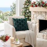 Jingle Jollys Christmas Tree Pillow Covers 2 Packs Cushion Covers Soft Faux Fur Jacquard Throw Pillow Covers 45 x 45cm Green - Close-Up Angle