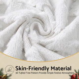 Jingle Jollys Christmas Tree Pillow Covers 2 Packs Cushion Covers Soft Faux Fur Jacquard Throw Pillow Covers 45 x 45cm White - Top-Down View