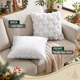 Jingle Jollys Christmas Tree Pillow Covers 2 Packs Cushion Covers Soft Faux Fur Jacquard Throw Pillow Covers 45 x 45cm White - Rear View