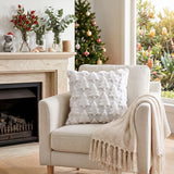 Jingle Jollys Christmas Tree Pillow Covers 2 Packs Cushion Covers Soft Faux Fur Jacquard Throw Pillow Covers 45 x 45cm White - Close-Up Angle
