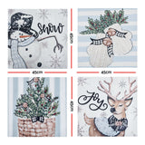 Jingle Jollys Christmas Cushion Covers Set of 4 Pillow Covers 45x45cm with 4 Cute Patterns Blue - Front View