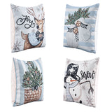 Jingle Jollys Christmas Cushion Covers Set of 4 Pillow Covers 45x45cm with 4 Cute Patterns Blue - Side View