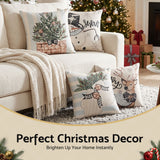 Jingle Jollys Christmas Cushion Covers Set of 4 Pillow Covers 45x45cm with 4 Cute Patterns Blue - Rear View