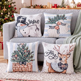 Jingle Jollys Christmas Cushion Covers Set of 4 Pillow Covers 45x45cm with 4 Cute Patterns Blue - Extra Image