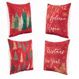 Jingle Jollys Christmas Cushion Covers Set of 4 Pillow Covers 45x45cm with 4 Cute Patterns Red - Side View