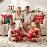 Jingle Jollys Christmas Cushion Covers Set of 4 Pillow Covers 45x45cm with 4 Cute Patterns Red - Low Angle