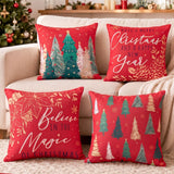 Jingle Jollys Christmas Cushion Covers Set of 4 Pillow Covers 45x45cm with 4 Cute Patterns Red - Extra Image