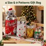 Jingle Jollys 27PCS Christmas Gift Bags Large Medium Small 9 Christmas Designs Set - 45-Degree Angle