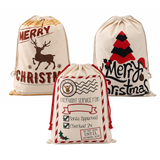 Jingle Jollys 3PCS Christmas Santa Sacks Large Reusable Personalised Canvas Gift Storage Bags - Front View