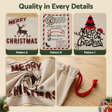 Jingle Jollys 3PCS Christmas Santa Sacks Large Reusable Personalised Canvas Gift Storage Bags - 45-Degree Angle