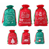 Jingle Jollys 6PCS Christmas Santa Sacks Drawstring Reusable Gift Storage Bags 2 Sizes - Front View