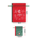 Jingle Jollys 6PCS Christmas Santa Sacks Drawstring Reusable Gift Storage Bags 2 Sizes - Side View