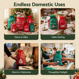 Jingle Jollys 6PCS Christmas Santa Sacks Drawstring Reusable Gift Storage Bags 2 Sizes - Rear View