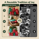 Jingle Jollys 6PCS Christmas Santa Sacks Drawstring Reusable Gift Storage Bags 2 Sizes - Close-Up Angle