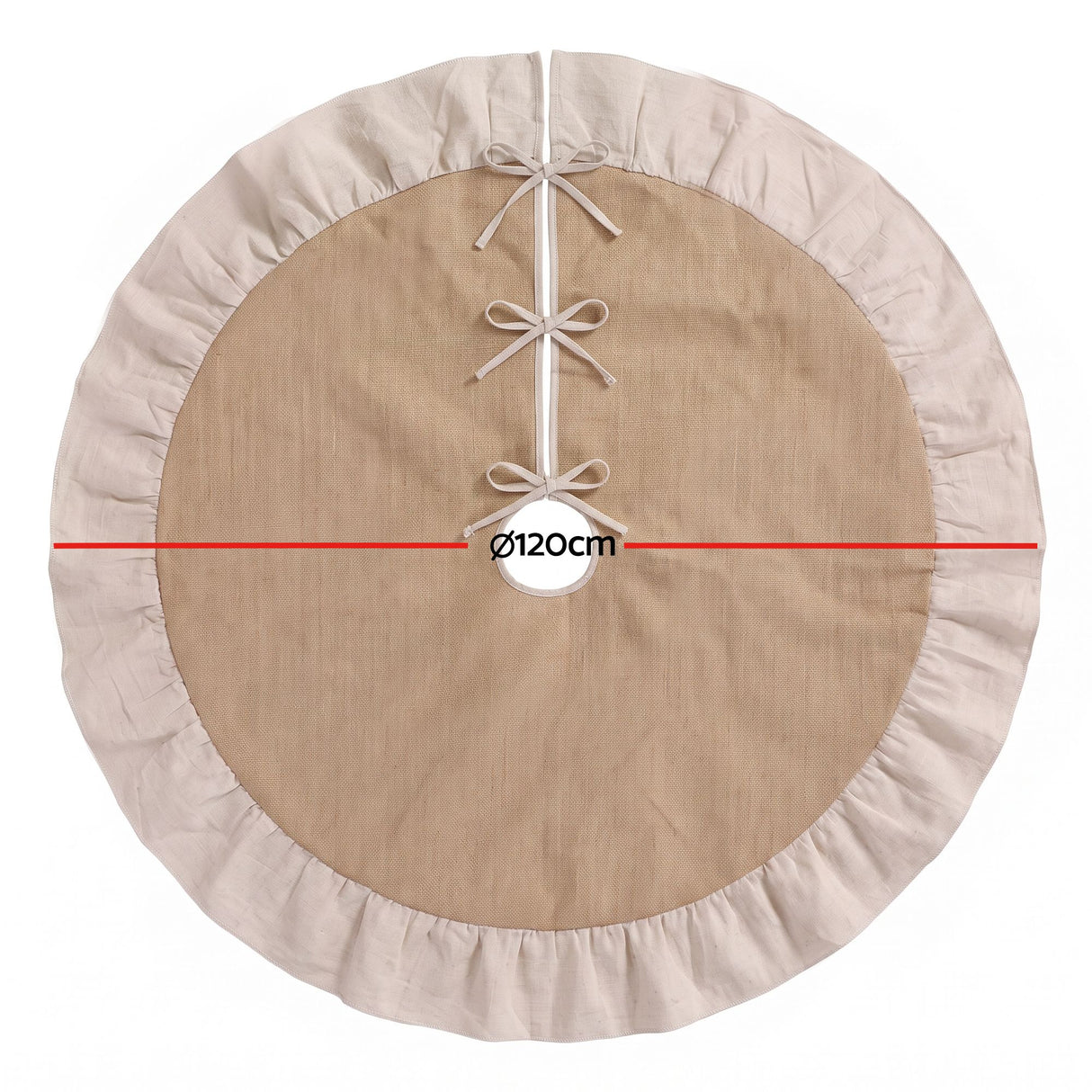 Jingle Jollys 120cm Christmas Tree Skirt Linen Christmas Tree Mat Decor