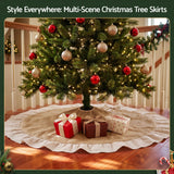 Jingle Jollys 120cm Christmas Tree Skirt Linen Christmas Tree Mat Decor - Low Angle